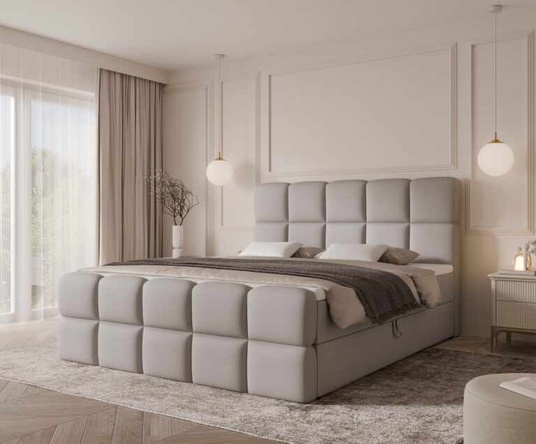 Boxspringbett MOYA MAX - 180x200 - mit Bettkasten - grauer Samt