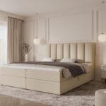 Boxspringbett BELLA - 120x200 - mit Bettkasten - beiger Samt
