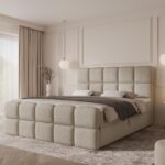 Boxspringbett MOYA MAX - 120x200 - mit Bettkasten - cremefarbenes Bouclé