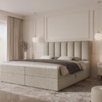 Boxspringbett BELLA - 120x200 - mit Bettkasten - cremefarbenes Bouclé