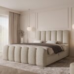 Boxspringbett CUDDLE - 140x200 - mit Bettkasten - cremefarbenes Bouclé