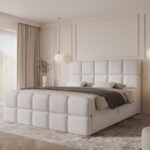 Boxspringbett MOYA MAX - 120x200 - mit Bettkasten - weißes Bouclé