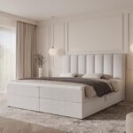 Boxspringbett BELLA - 160x200 - mit Bettkasten - weißes Bouclé