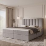 Boxspringbett BELLA - 140x200 - mit Bettkasten - graues Bouclé
