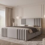 Boxspringbett SAVA MAX - 180x200 - mit Bettkasten - grauer Samt