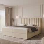 Boxspringbett CANSAS - 180x200 - mit Bettkasten - beiger Samt