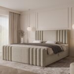 Boxspringbett SAVA MAX - 120x200 - mit Bettkasten - cremefarbenes Bouclé