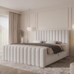 Boxspringbett CANSAS MAX - 200x200 - mit Bettkasten - weißes Bouclé
