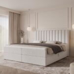 Boxspringbett CANSAS - 120x200 - mit Bettkasten - weißes Bouclé