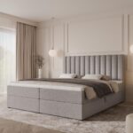 Boxspringbett CANSAS - 140x200 - mit Bettkasten - graues Bouclé