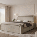 Boxspringbett DREAM - 140x200 - mit Bettkasten - cremefarbenes Bouclé