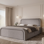 Boxspringbett DREAM - 180x200 - mit Bettkasten - graues Bouclé