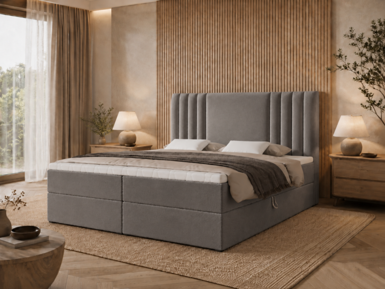 Boxspringbett SAVA - 120x200 - mit Bettkasten - grauer Samt