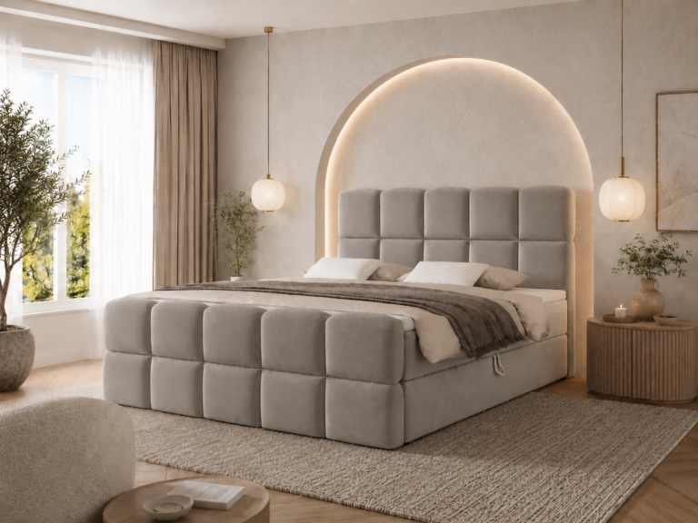 Boxspringbett MOYA MAX - 180x200 - mit Bettkasten - grauer Samt