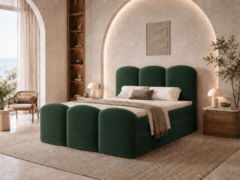 Boxspringbett Royal - 180x200 cm - mit Bettkasten - Grün Samt