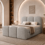 Boxspringbett Royal - 160x200 cm - mit Bettkasten - Grau Bouclé