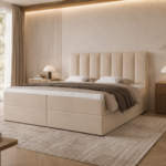 Boxspringbett BELLA - 160x200 - mit Bettkasten - beiger Samt