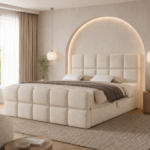 Boxspringbett MOYA MAX - 180x200 - mit Bettkasten - cremefarbenes Bouclé