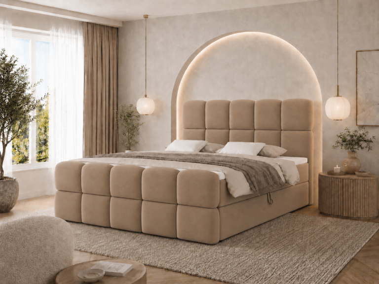 Boxspringbett MOYA MAX - 200x200 cm - mit Bettkasten - Braun Samt