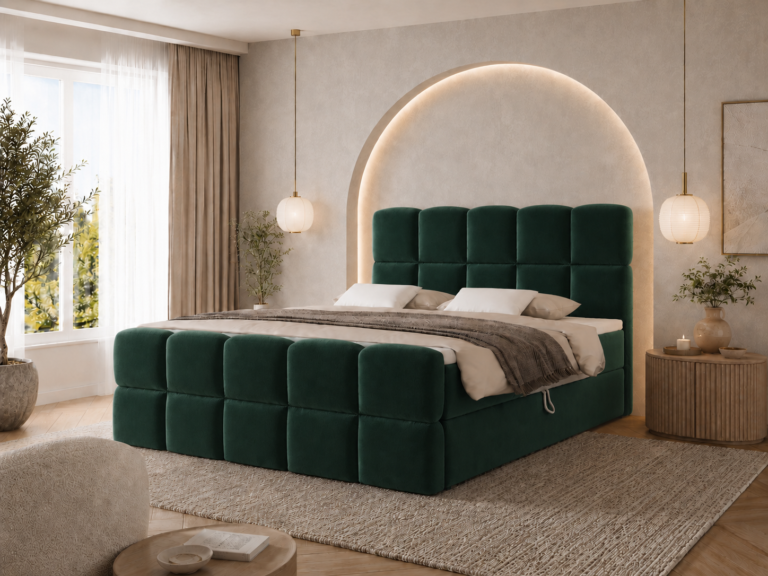 Boxspringbett MOYA MAX - 160x200 cm - mit Bettkasten - Grün Samt