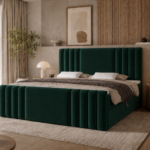 Boxspringbett SAVA MAX - 140x200 cm - mit Bettkasten - Grün Samt