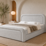 Boxspringbett DREAM - 120x200 - mit Bettkasten - graues Bouclé