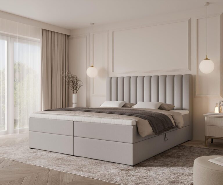 Boxspringbett CANSAS - 180x200 - mit Bettkasten - grauer Samt