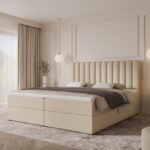 Boxspringbett CANSAS - 200x200 - mit Bettkasten - beiger Samt