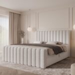 Boxspringbett CANSAS MAX - 180x200 - mit Bettkasten - weißes Bouclé