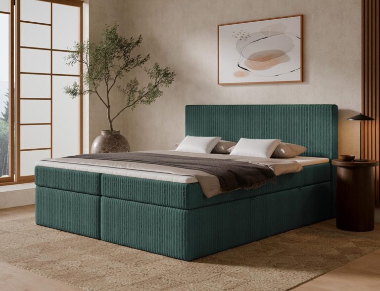 Boxspringbett TILIA ONE - 160x200 cm - mit Bettkasten - Grün