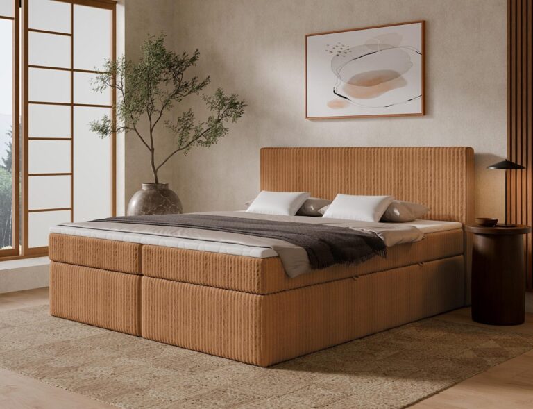 Boxspringbett TILIA ONE - 140x200 cm - mit Bettkasten - Braun