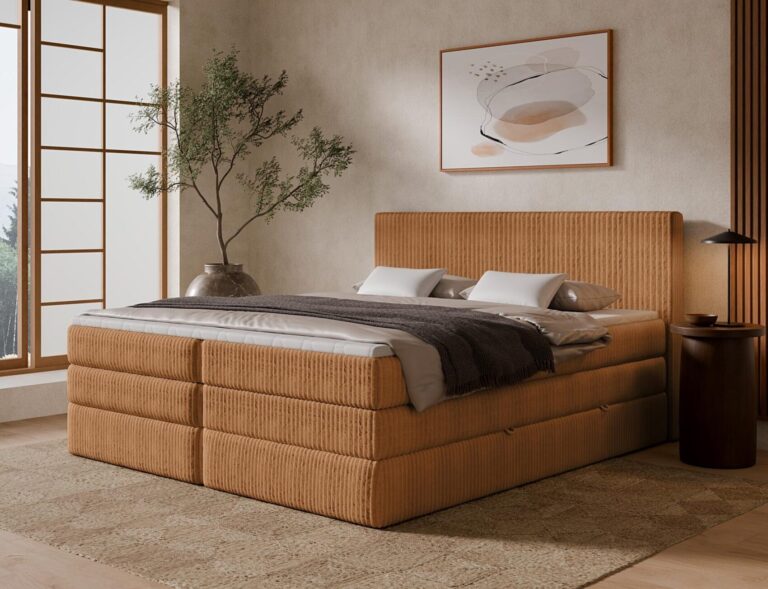 Boxspringbett TILIA DUO - 180x200 cm - mit Bettkasten - Braun