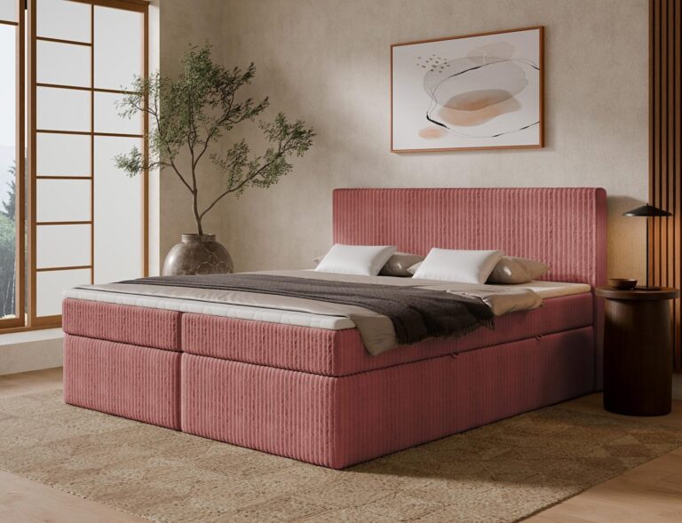 Boxspringbett TILIA ONE - 160x200 cm - mit Bettkasten - Rosa