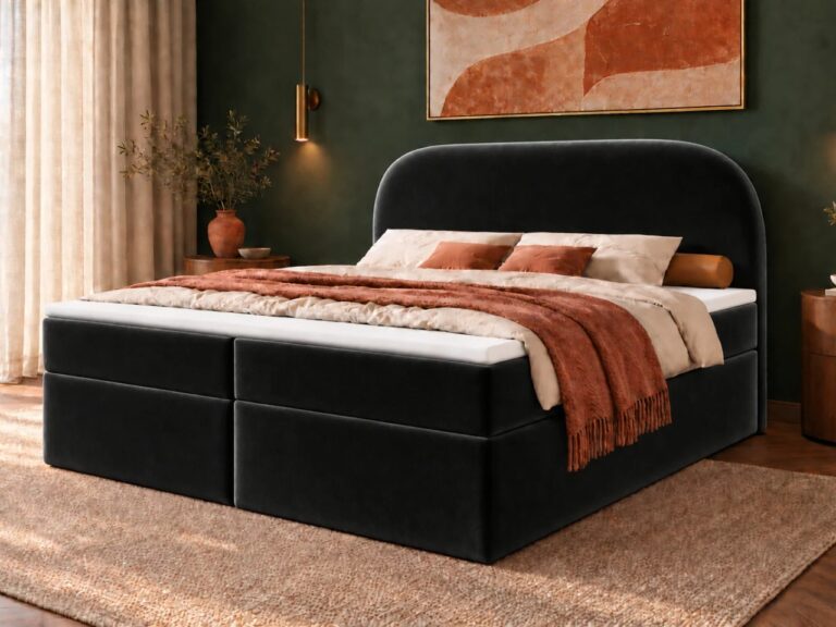 Boxspringbett Mona 2 - 120x200 - mit Bettkasten – schwarz Velvet