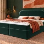 Boxspringbett Mona 2 - 140x200 - mit Bettkasten – grün Velvet