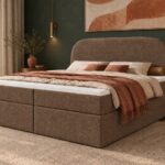 Boxspringbett Mona 2 - 120x200 - mit Bettkasten – braun Bouclé